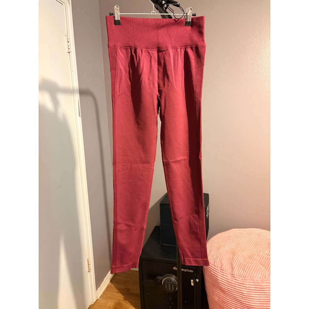 Unbranded Butt Shaper Scrunched Leggings‎ 2 Pack Green Maroon Sz L